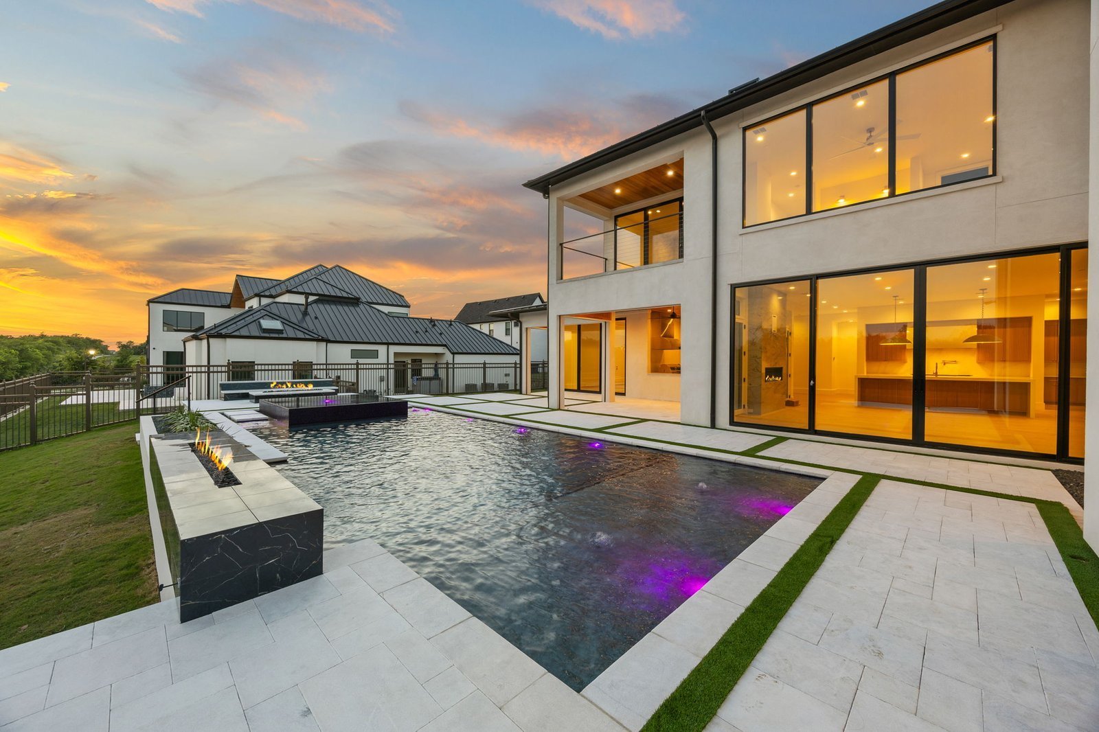 Covered patio at the completed Tuscan Oaks custom home in Frisco