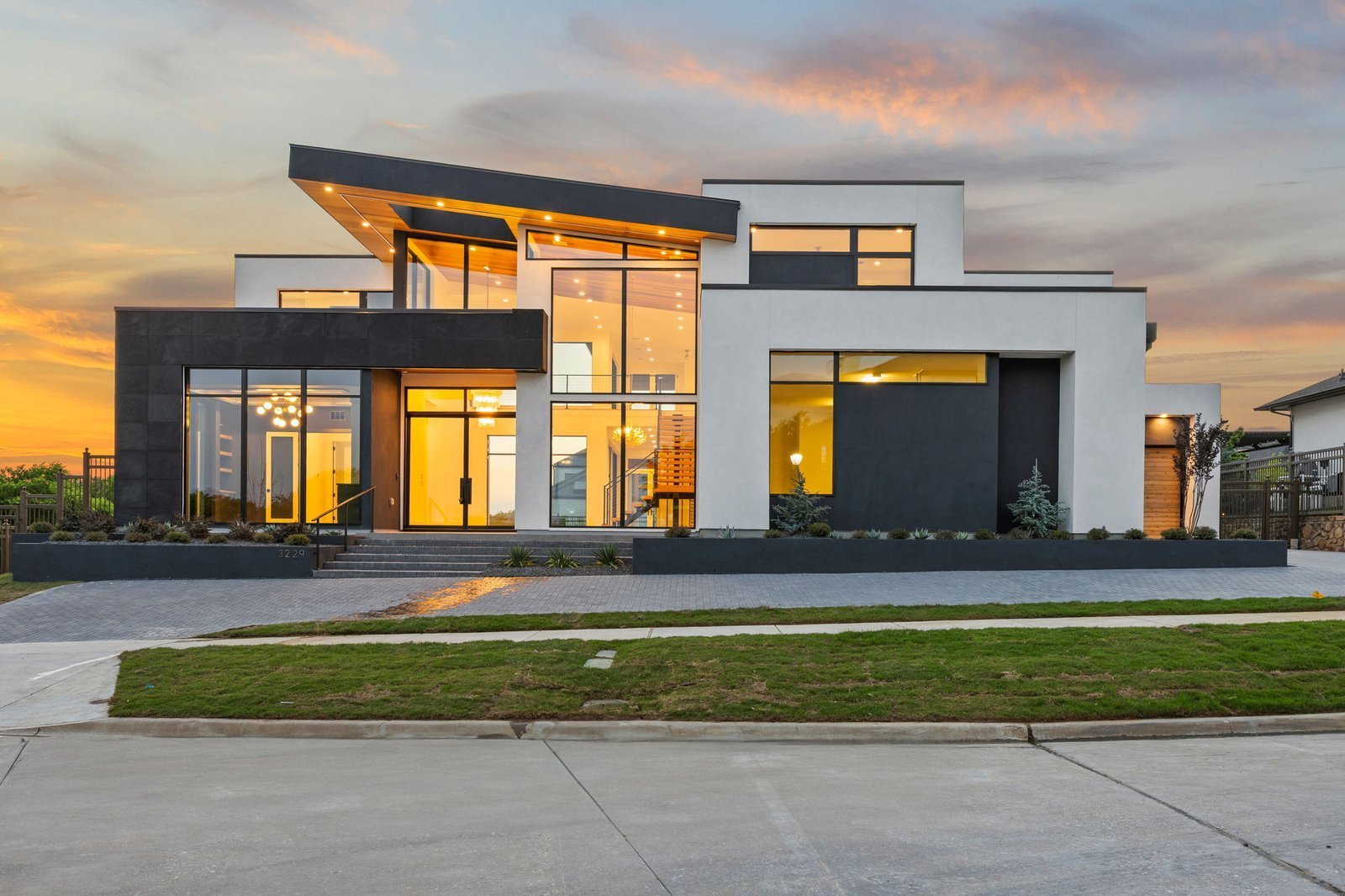 Front exterior of the Tuscan Oaks custom home in Frisco
